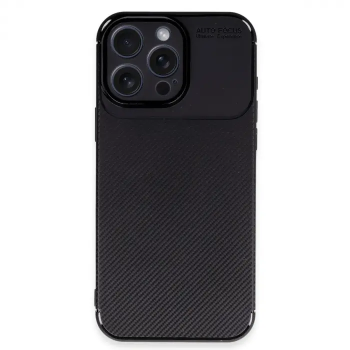 İphone 16 Pro Kılıf Auto Focus Karbon Kapak - Siyah