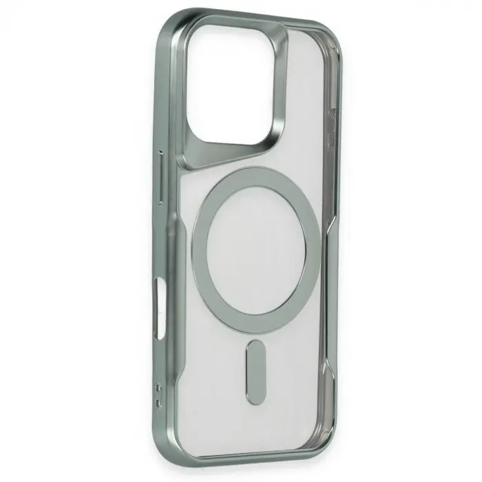 İphone 16 Pro Kılıf Boyi Magsafe Silikon Kapak - Gümüş