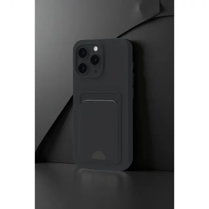 İphone 16 Pro Kılıf Kelvin Kartvizitli Silikon - Siyah