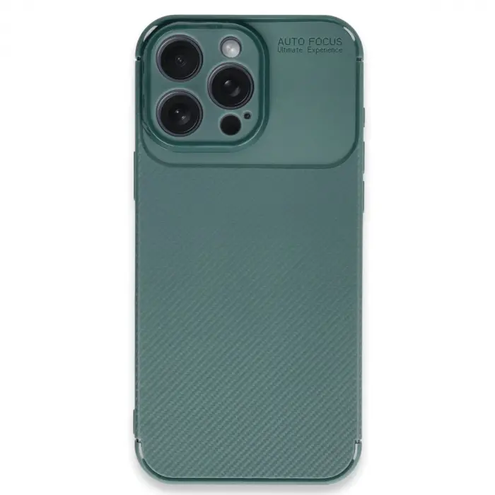 İphone 16 Pro Max Kılıf Auto Focus Karbon Kapak - Koyu Yeşil
