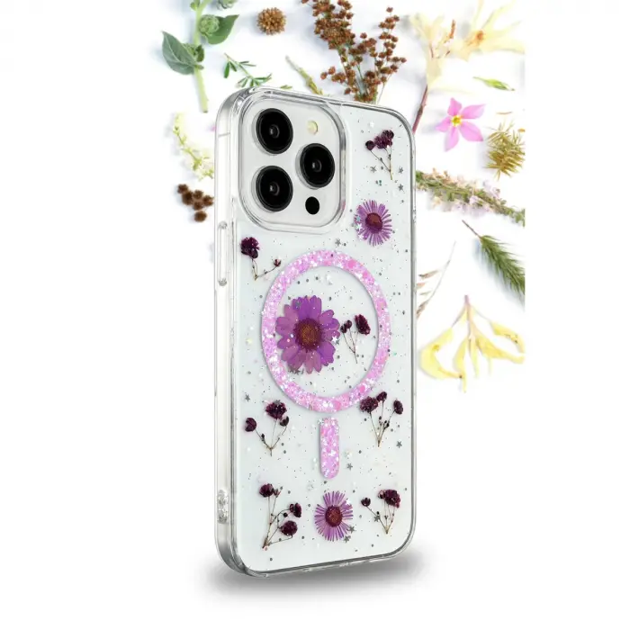 İphone 16 Pro Max Kılıf Daisy Simli Magsafe Kapak - Mavi