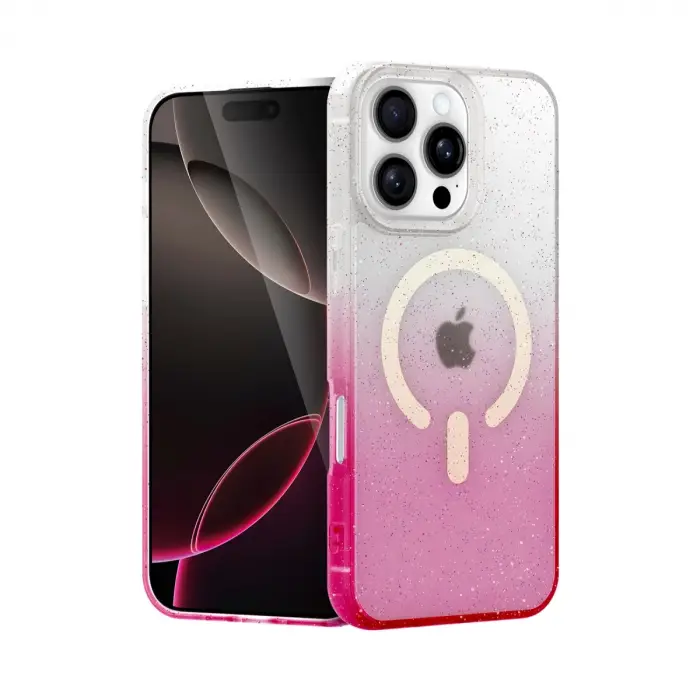 İphone 16 Pro Max Pummel Shiny Magsafe Kapak - Pembe