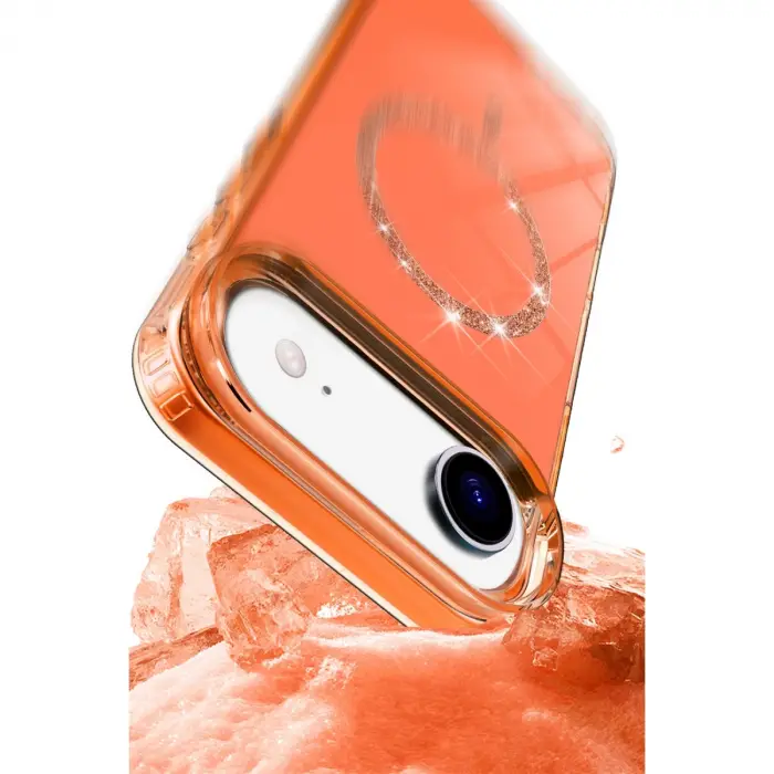 İphone 17 Air Live Diamond Magsafe Kapak - Turuncu