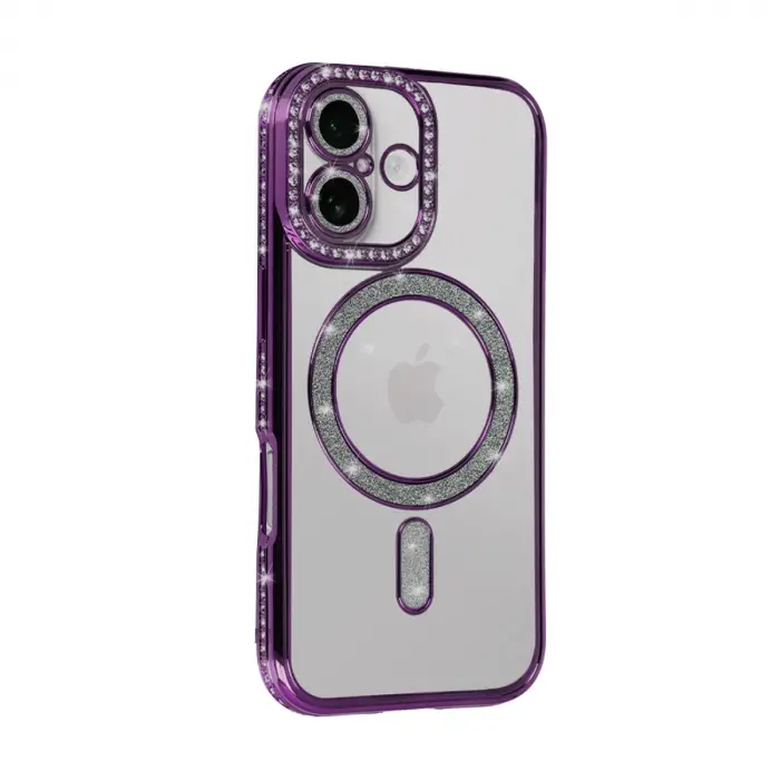 İphone 17 Joke Simli Magneticsafe Kılıf - Derin Mor