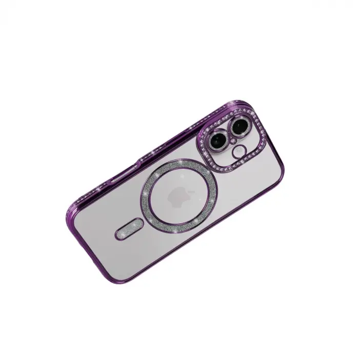 İphone 17 Joke Simli Magneticsafe Kılıf - Derin Mor