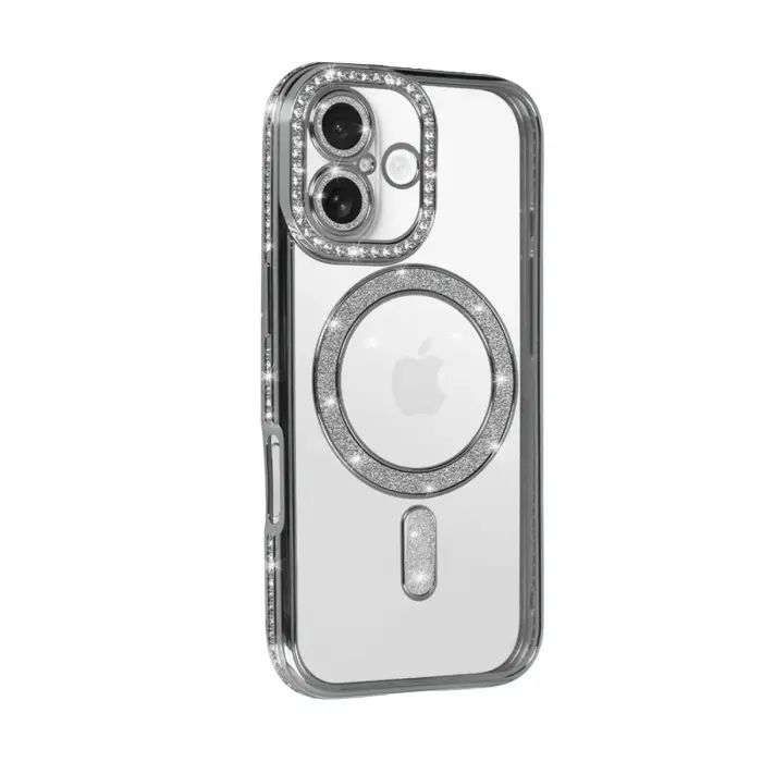 İphone 17 Joke Simli Magneticsafe Kılıf - Gümüş