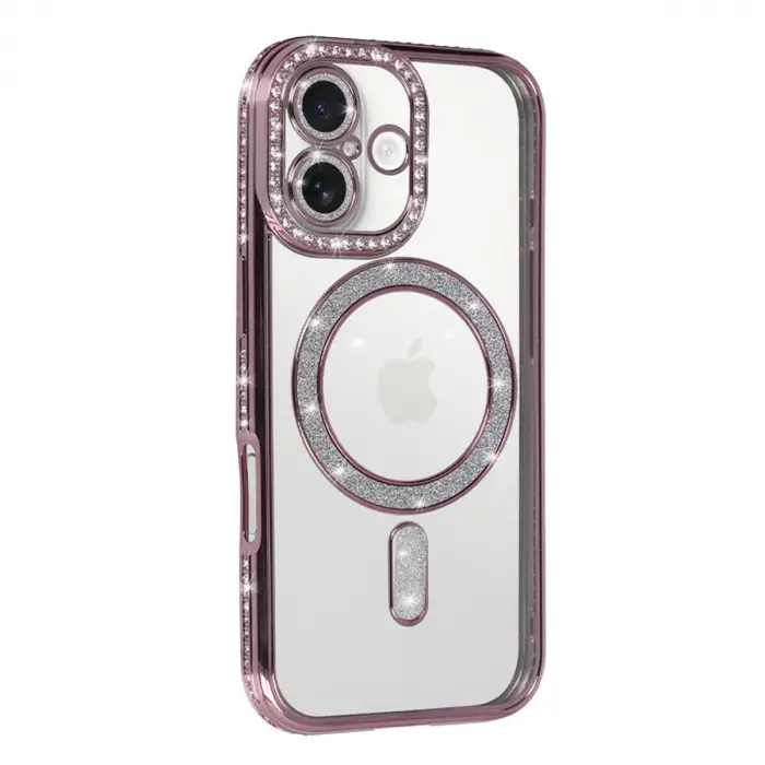 İphone 17 Joke Simli Magneticsafe Kılıf - Pembe