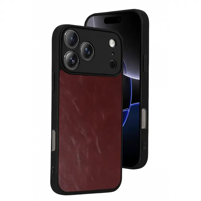 İphone 17 Pro Aras Deri Kapak - Bordo