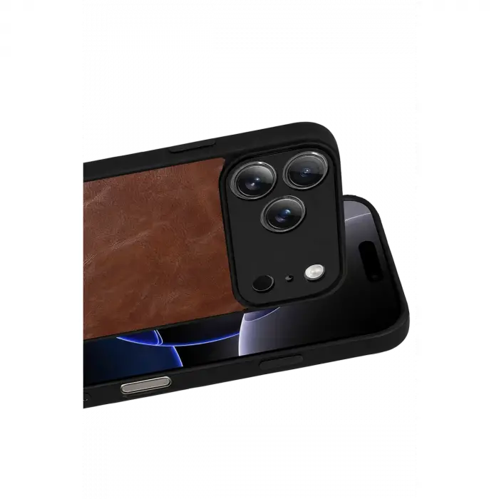 İphone 17 Pro Aras Deri Kapak - Taba