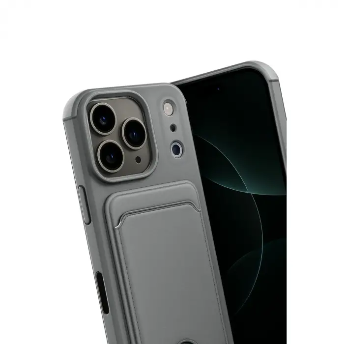 İphone 17 Pro Kelvin Kartvizitli Silikon - Gri