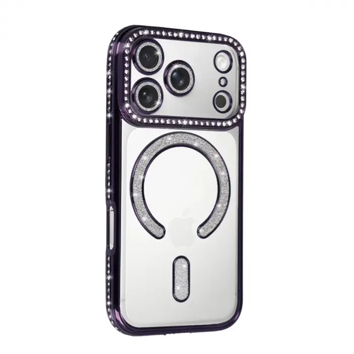 İphone 17 Pro Max Joke Simli Magneticsafe Kılıf - Derin Mor