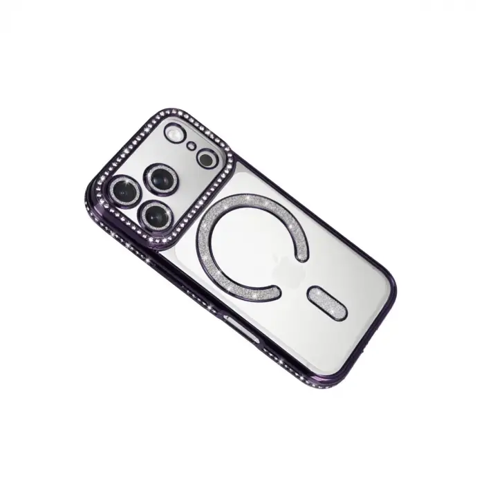 İphone 17 Pro Max Joke Simli Magneticsafe Kılıf - Derin Mor