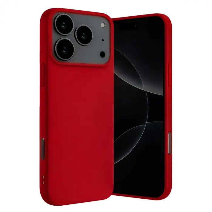 İphone 17 Pro Max Nano İçi Kadife Silikon - Kırmızı
