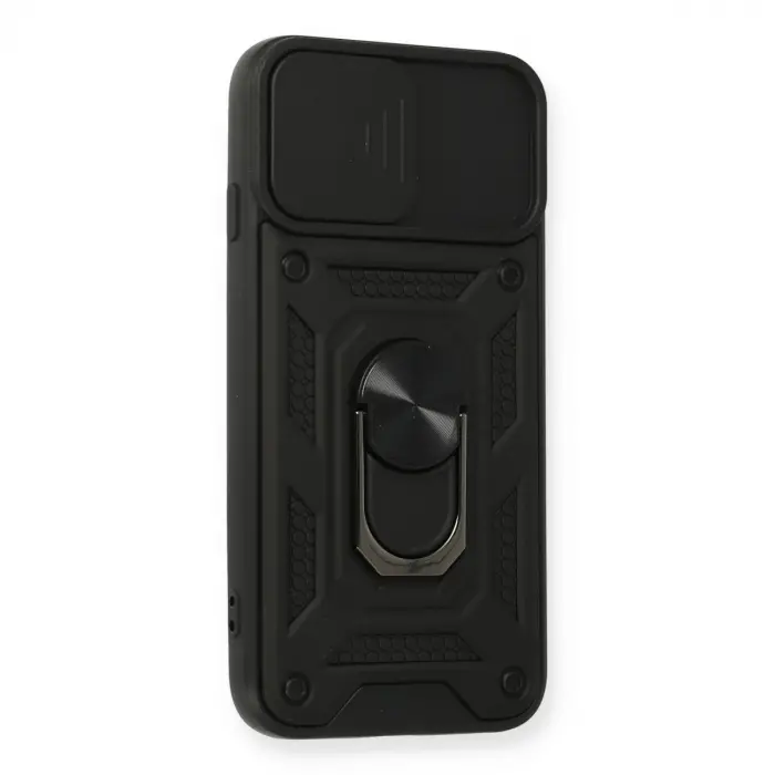 İphone 6 Kılıf Pars Lens Yüzüklü Silikon - Siyah