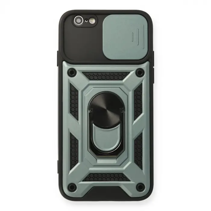 İphone 6 Kılıf Pars Lens Yüzüklü Silikon - Yeşil