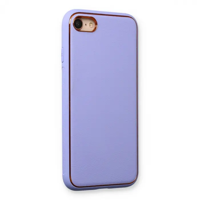 İphone 7 Kılıf Coco Deri Silikon Kapak - Açık Lila