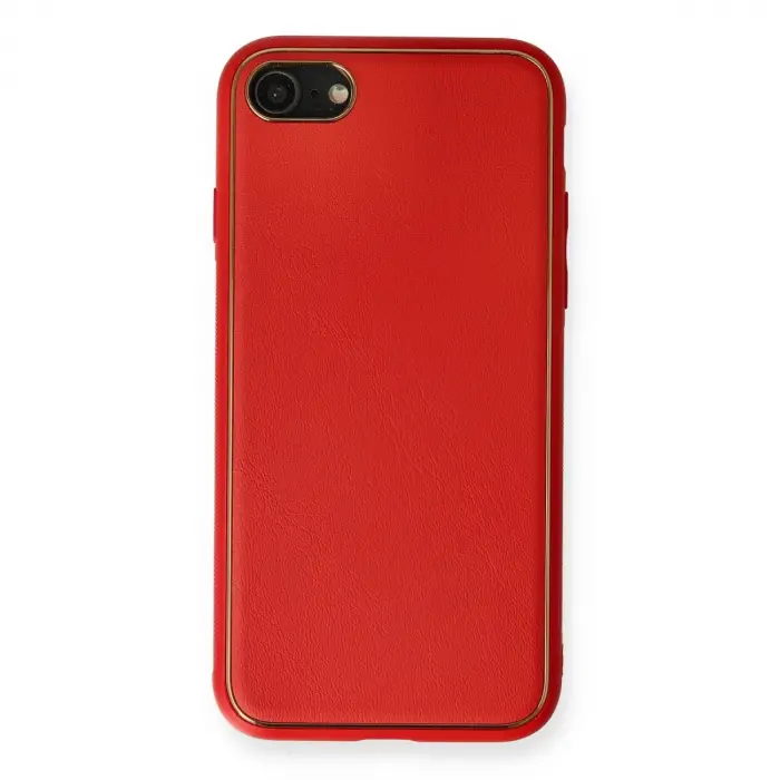 İphone 7 Kılıf Coco Deri Silikon Kapak - Kırmızı