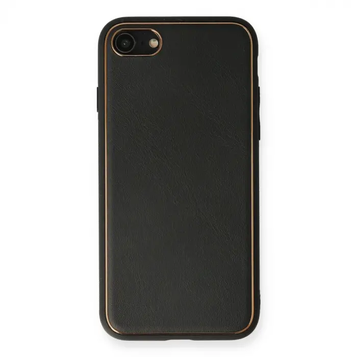 İphone 7 Kılıf Coco Deri Silikon Kapak - Siyah