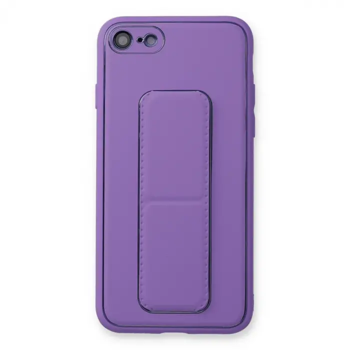 İphone 7 Kılıf Coco Deri Standlı Kapak - Koyu Lila