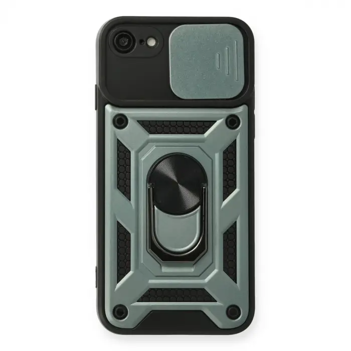 İphone 7 Kılıf Pars Lens Yüzüklü Silikon - Yeşil