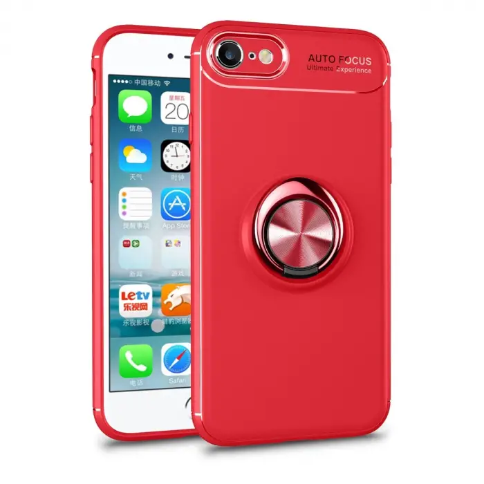 İphone 7 Kılıf Range Yüzüklü Silikon - Kırmızı