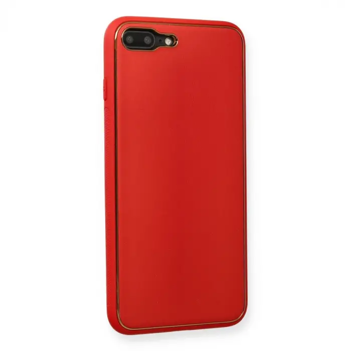 İphone 7 Plus Kılıf Coco Deri Silikon Kapak - Kırmızı