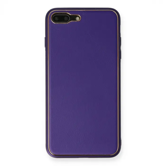 İphone 7 Plus Kılıf Coco Deri Silikon Kapak - Mor