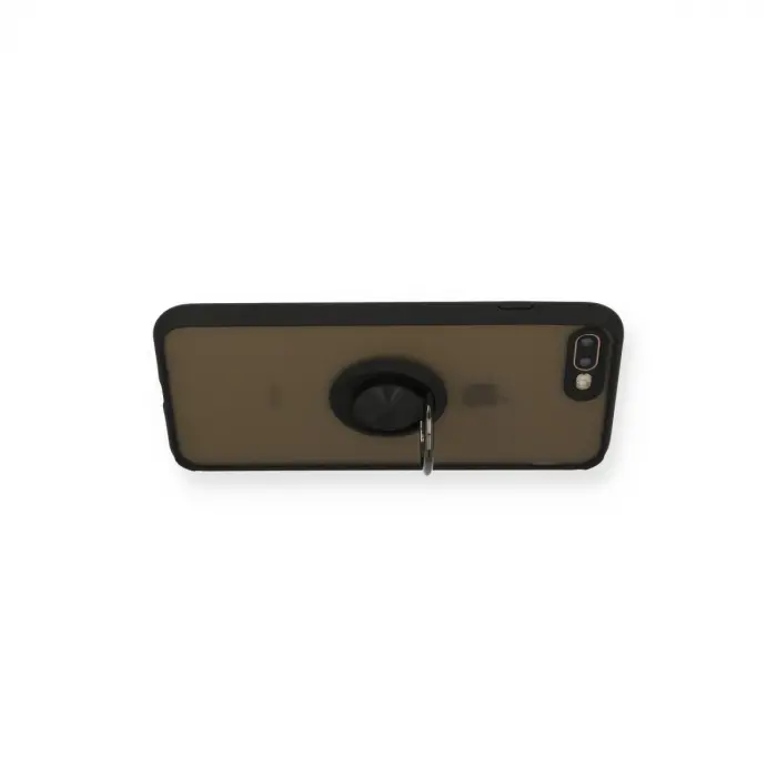 İphone 7 Plus Kılıf Montreal Yüzüklü Silikon Kapak - Siyah