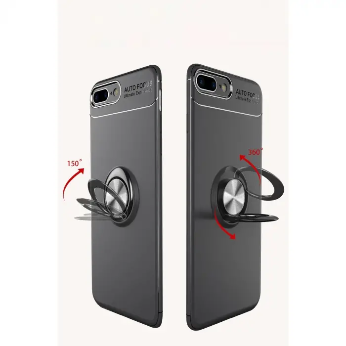 İphone 7 Plus Kılıf Range Yüzüklü Silikon - Kırmızı