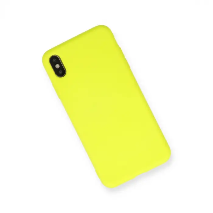 İphone X Kılıf Nano İçi Kadife Silikon - Sarı