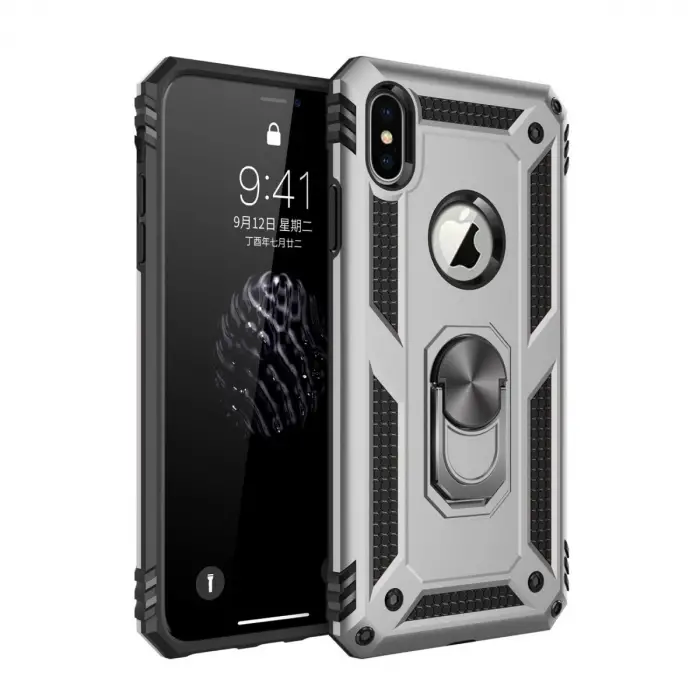 İphone X Kılıf Sofya Yüzüklü Silikon Kapak - Gümüş