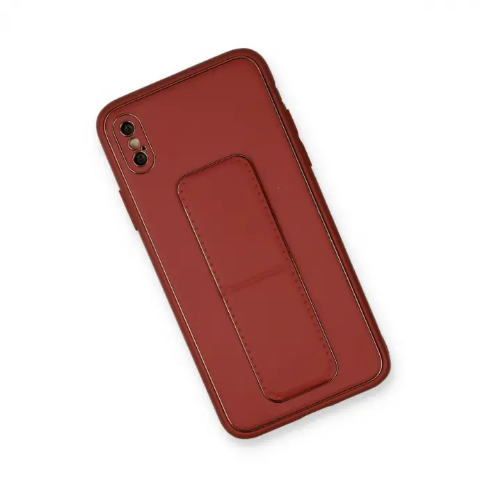 İphone Xs Max Kılıf Coco Deri Standlı Kapak - Fuşya