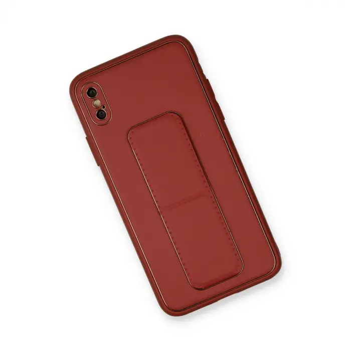 İphone Xs Max Kılıf Coco Deri Standlı Kapak - Fuşya
