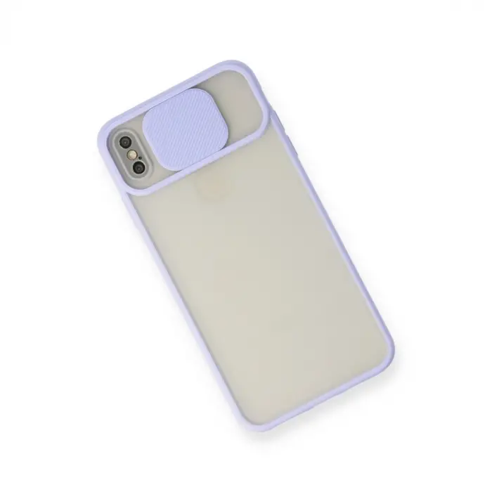 İphone Xs Max Kılıf Palm Buzlu Kamera Sürgülü Silikon - Lila