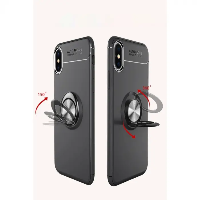 İphone Xs Max Kılıf Range Yüzüklü Silikon - Mavi