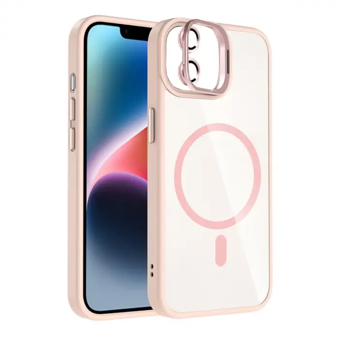 Joko  İphone 11 Remim Lensli Magsafe Standlı Kapak - Pembe