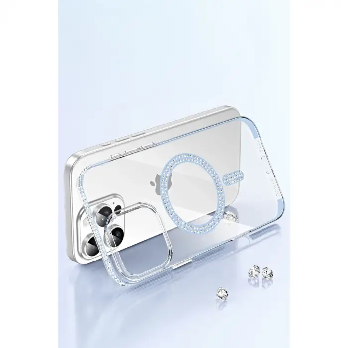Joko  İphone 14 Move Taşlı Magsafe Kapak - Mavi