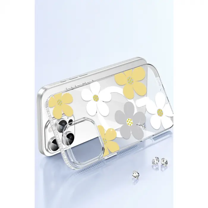 Joko  İphone 14 Pro Max Floral Magsafe Kapak - Sarı