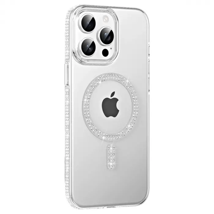 Joko  İphone 14 Pro Max Move Taşlı Magsafe Kapak - Gümüş