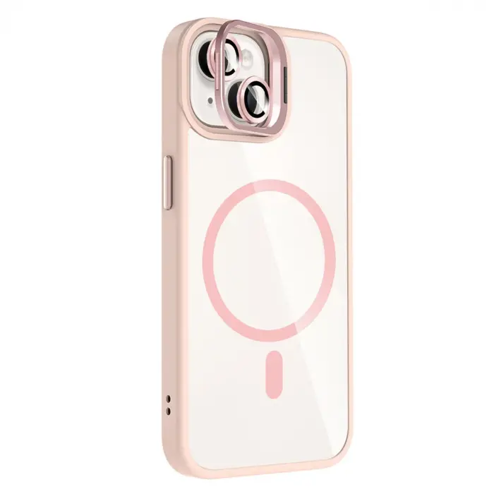 Joko  İphone 14 Remim Lensli Magsafe Standlı Kapak - Pembe