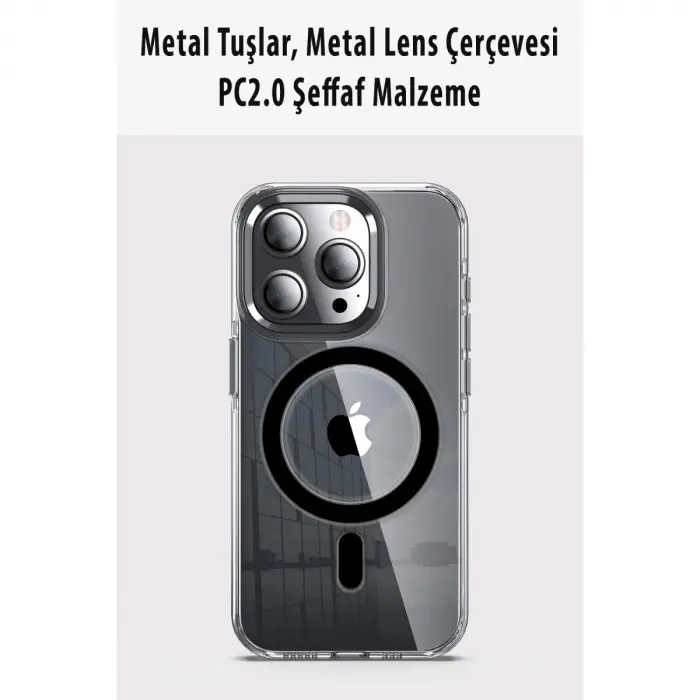 Joko  İphone 15 Pro Max Kılıf Crystal Magsafe Kapak - Şeffaf