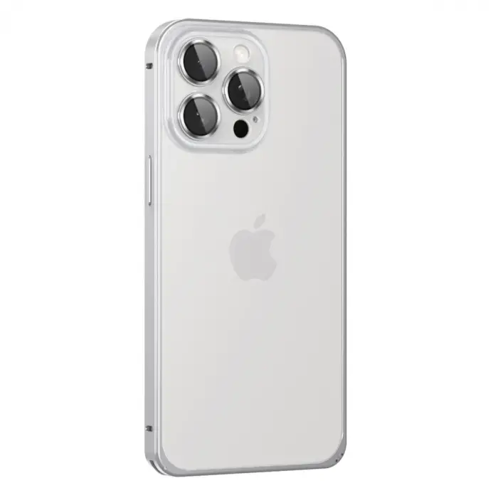 Joko İphone 15 Pro Max Metal Bumper Mat Kapak - Gümüş