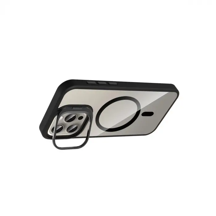 Joko  İphone 15 Pro Max Remim Lensli Magsafe Standlı Kapak - Siyah