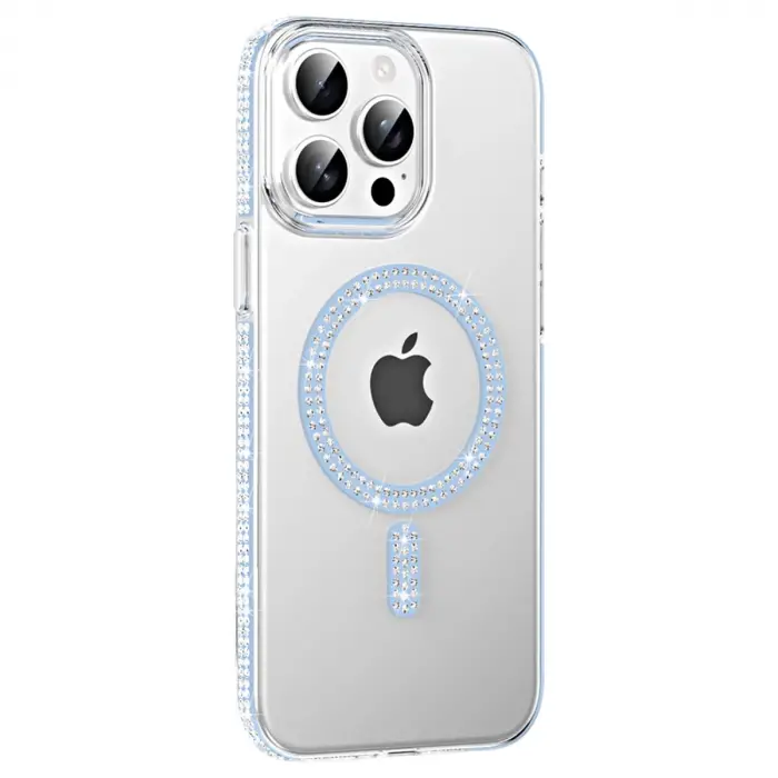 Joko  İphone 15 Pro Move Taşlı Magsafe Kapak - Mavi