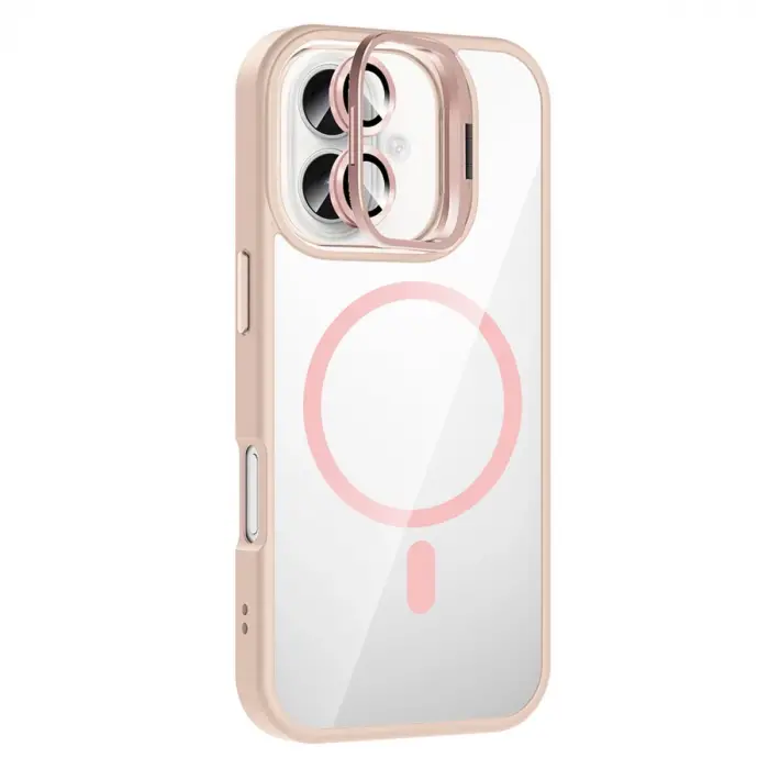 Joko  İphone 16 Plus Remim Lensli Magsafe Standlı Kapak - Pembe