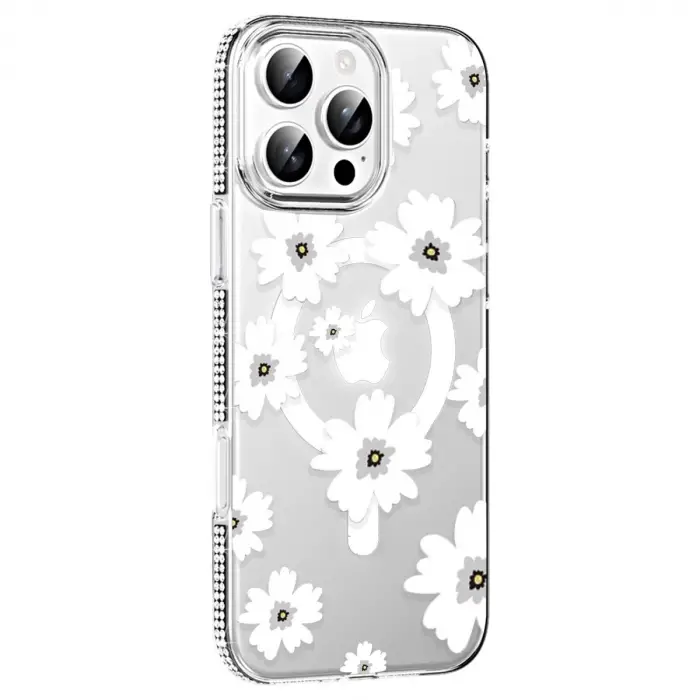Joko  İphone 16 Pro Max Floral Magsafe Kapak - Beyaz