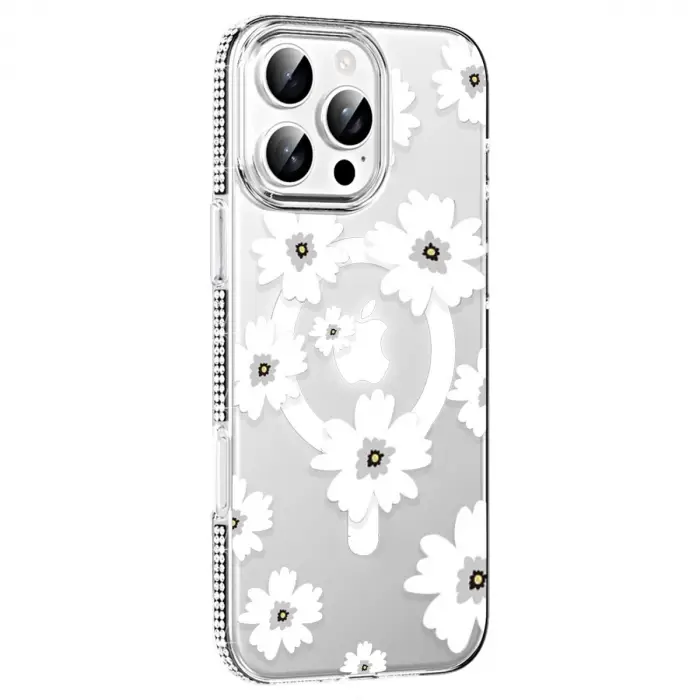 Joko  İphone 16 Pro Max Floral Magsafe Kapak - Beyaz
