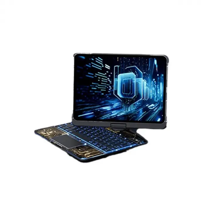 Jp11 İpad Pro 11 (2022) Kılıf Vales Dönen Ledli Klavyeli Tablet Kılıfı - Siyah