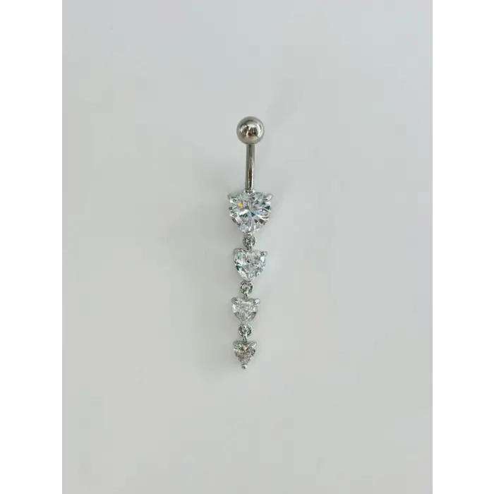 Kalp Detaylı Sallantılı Göbek Piercing - Pg0137