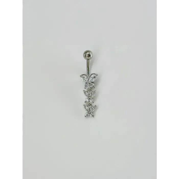 Kelebek Detaylı Sallantılı Göbek Piercing - Pg0076